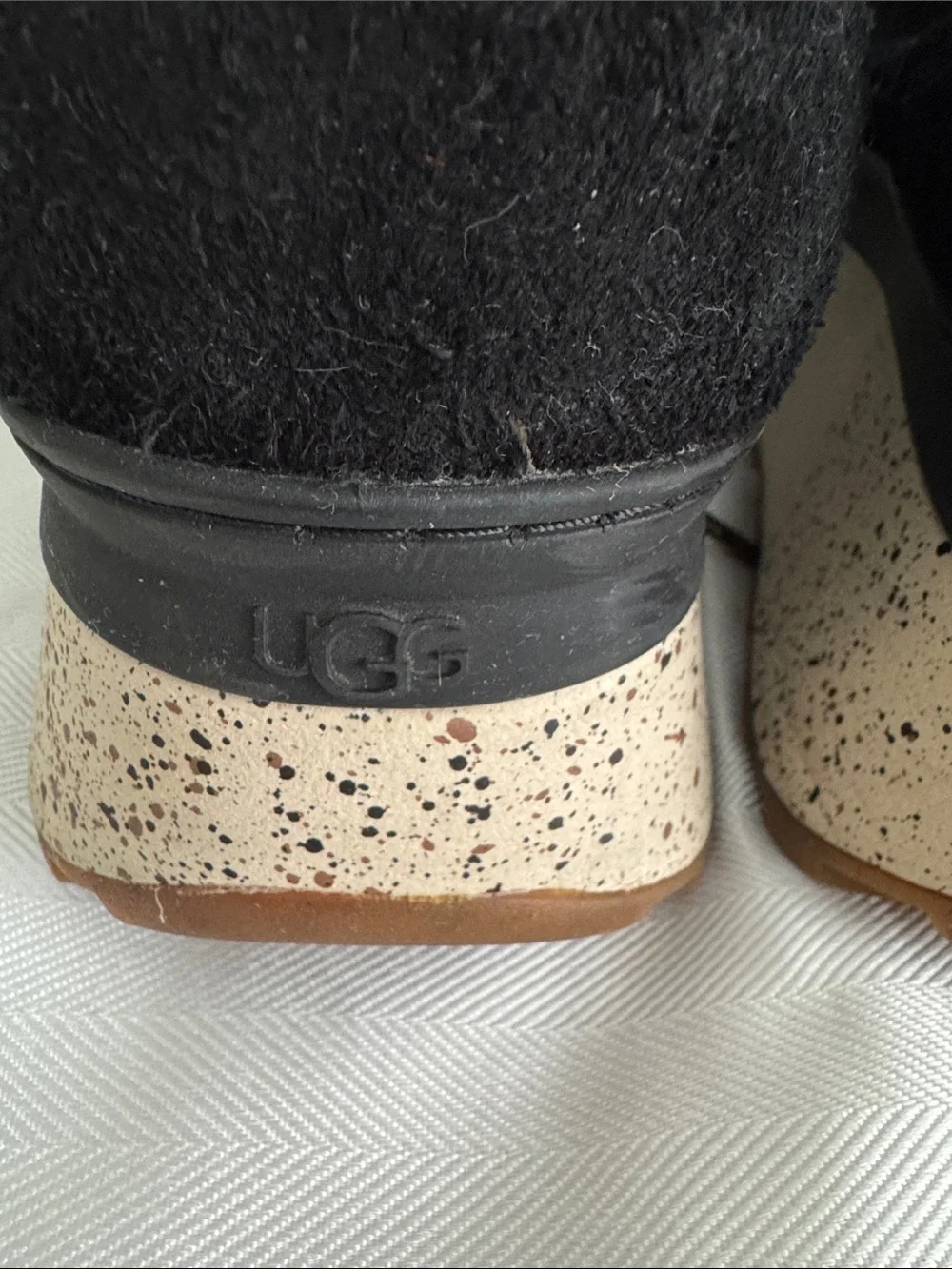 UGG women’s Black Suede Sneakers with Patterned Laces